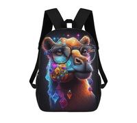 sinyumoney Colorful Llama with Crystal Necklace Mochila Escolar, Bolso De Negocios, Bolso Para Portátil Resistente Para Niñas Y Adolescentes 17inch