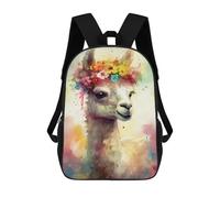 sinyumoney Colorful Llama with Flower Crown Mochilas De 17 Pulgadas Para Niños, Mochilas Escolares Impresas En 3D Para Estudiantes De Primaria Y Secundaria, Para Niños Y Niñas.