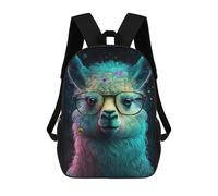 sinyumoney Colorful Llama with Glasses Art Print Mochila Escolar Resistente Al Agua, Mochila De Viaje, Bolsa Para Computadora Para Hombres, Mujeres Y Adolescentes 17inch