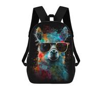 sinyumoney Colorful Llama with Sunglasses Mochila Escolar Infantil De 17 Pulgadas, Impresa En 3D, Estilo Casual, Para Niños, Ideal Para Viajes, Como Mochila Escolar O Para Llevar Libros.