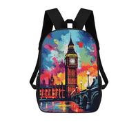 sinyumoney Colorful London Skyline Mochila Escolar Infantil Impresa En 3D Para Niños, Mochila De Viaje De Alta Capacidad, Mochilas Para Libros De 17 Pulgadas Para Niños