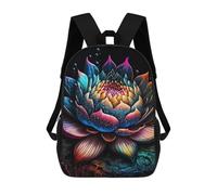 sinyumoney Colorful Lotus Bloom Mochila Escolar Para Niños De 17 Pulgadas, Mochila Informal De Viaje Para Niños Y Niñas, Mochila De Gran Capacidad Para El Día A Día 17inch