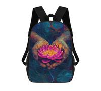 sinyumoney Colorful Lotus Flower Artwork Mochila Escolar De 17 Pulgadas Para Adolescentes, Con Estampado 3D, Ajustable Y Con Bolsillos, Ideal Para Niños, Niñas Y Estudiantes.