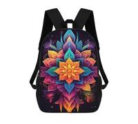 sinyumoney Colorful Lotus Mandala Artwork Mochila Escolar, Bolso De Negocios, Bolso Para Portátil Resistente Para Niñas Y Adolescentes 17inch