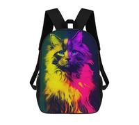 sinyumoney Colorful Maine Coon Cat 17inch Mochilas Escolares Impresas En 3D, Mochilas Escolares De Moda Para Niños De Primaria Y Secundaria