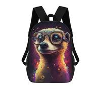 sinyumoney Colorful Meerkat with Glasses -2 Mochila Escolar Infantil De 17 Pulgadas Con Estampado 3D, Mochila Moderna Para Niños, Mochilas De Viaje, Bolsas Para Libros, Mochila Escolar Infantil