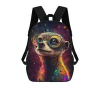 sinyumoney Colorful Meerkat with Glasses-6 Mochila Escolar Infantil Impresa En 3D Para Niños, Mochila De Viaje De Alta Capacidad, Mochilas Para Libros De 17 Pulgadas Para Niños