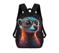 sinyumoney Colorful Meerkat with Glasses Mochila Escolar De 17 Pulgadas Para Adolescentes, Con Estampado 3D, Ajustable Y Con Bolsillos, Ideal Para Niños, Niñas Y Estudiantes.