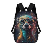 sinyumoney Colorful Meerkat with Glasses Mochila Escolar Infantil Impresa En 3D Para Niños, Mochila De Viaje De Alta Capacidad, Mochilas Para Libros De 17 Pulgadas Para Niños