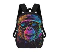 sinyumoney Colorful Monkey Art Print-3 Mochila Escolar Infantil De 17 Pulgadas, Mochila Escolar Impresa En 3D Para Niños De Primaria Y Secundaria