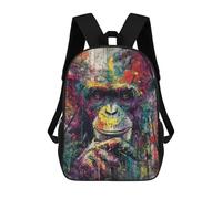 sinyumoney Colorful Monkey Art Print Mochila Escolar De 17 Pulgadas Para Adolescentes, Con Estampado 3D, Ajustable Y Con Bolsillos, Ideal Para Niños, Niñas Y Estudiantes.