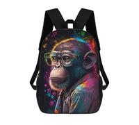 sinyumoney Colorful Monkey Art Print Mochila Escolar Mochila De Papelería De Moda Mochila Impermeable Mochilas Informales Para El Día A Día - Perfecta Para Viajes, Trabajo Y Uso Diario 17inch
