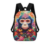 sinyumoney Colorful Monkey Flowers Mochila Escolar Ligera Mochila Escolar De Día Mochila Para Libros Para La Universidad Para Acampar Aventuras Al Aire Libre Y Viajes Diarios 17inch