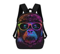 sinyumoney Colorful Monkey Headphones Art Mochila Escolar Grande Para Niños Para El Campus, Actividades Al Aire Libre, Viajes Y Deportes 17inch