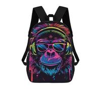 sinyumoney Colorful Monkey Headphones Art Print-1 Mochila Escolar Resistente Al Agua, Mochila De Viaje, Bolsa Para Computadora Para Hombres, Mujeres Y Adolescentes 17inch