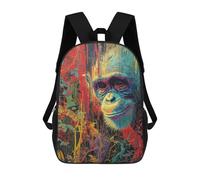 sinyumoney Colorful Monkey Painting Artwork-1 Mochila Escolar Infantil Impresa En 3D Para Niños, Mochila De Viaje De Alta Capacidad, Mochilas Para Libros De 17 Pulgadas Para Niños