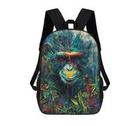 sinyumoney Colorful Monkey Painting Artwork Mochila Escolar Infantil De 17 Pulgadas, Impresa En 3D, Estilo Casual, Para Niños, Ideal Para Viajes, Como Mochila Escolar O Para Llevar Libros.