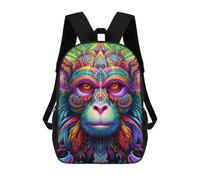 sinyumoney Colorful Monkey Portrait-17 Mochila Escolar Para Niños, Mochila Escolar De Gran Capacidad Para Niños, Mochila Escolar 3D, Regalos Para Niños 17inch