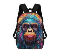 sinyumoney Colorful Monkey Portrait -4 Mochila Escolar Para Niños Y Niñas, Mochila Informal De Viaje, Mochila De Gran Capacidad Para El Día A Día 17inch