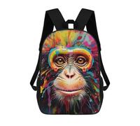sinyumoney Colorful Monkey Portrait-9 Mochilas Escolares Para Niños Y Niñas, Mochilas Deportivas Informales Para Primaria, Mochilas De Gran Capacidad Para Libros 17inch