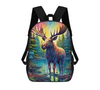 sinyumoney Colorful Moose in Fantasy Forest Mochila Escolar Para Niños, Mochila Escolar Impresa En 3D Para Estudiantes De Primaria Y Secundaria 17inch