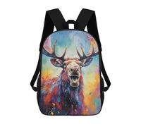 sinyumoney Colorful Moose Painting Mochila Escolar Impresa En 3D Para Niños, Mochila Escolar, Mochilas De Viaje, Bolso Informal De Moda Para Niños Y Estudiantes 17inch