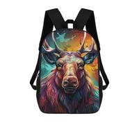 sinyumoney Colorful Moose Portrait-1 Mochila Escolar Impresa En 3D Mochila Escolar De Moda Para Niños Mochilas Para Niños Estudiantes De Secundaria 17inch