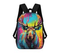 sinyumoney Colorful Moose Portrait-7 Mochilas Informales Para Niños, Mochila Escolar Para Adolescentes, Niñas Y Niños, Mochilas Para Libros 17inch