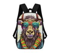 sinyumoney Colorful Moose with Sunglasses Mochilas Escolares Impresas En 3D, Mochila Escolar Informal Para Niños, Mochila Escolar De Moda Para Estudiantes De Secundaria 17inch