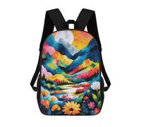 sinyumoney Colorful Mountain Landscape Mochila Infantil, Mochila Escolar Impresa En 3D, Mochila Para Niños Y Niñas, Mochila Escolar Ajustable Para La Escuela Primaria 17inch