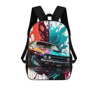 sinyumoney Colorful Muscle Car Art Print Mochilas Escolares, De Viaje Y Universitarias Para Hombres, Mujeres Y Adolescentes 17inch
