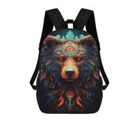 sinyumoney Colorful Mystical Bear Artwork Mochila Escolar De 17 Pulgadas Impresa En 3D Mochilas Infantiles Mochila Genial Impresa En 3D Para Niños De Primaria Y Secundaria