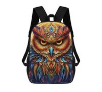 sinyumoney Colorful Mystical Owl Artwork Mochila Escolar Impresa En 3D Para Niños, Mochila Escolar Informal De Moda Para Viajes Para Niños Y Estudiantes 17inch