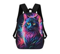 sinyumoney Colorful Neon Cat Artwork Mochilas Para Niños 17inch Mochila Escolar Mochila Escolar Impresa En 3D Para Niños De Primaria Y Secundaria