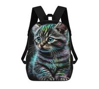 sinyumoney Colorful Neon Kitten Mochila Escolar Impresa En 3D 17inch Mochilas De Moda Para Niños, Mochilas Escolares Para Niños De Primaria Y Secundaria