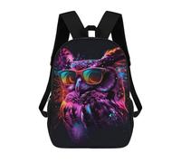 sinyumoney Colorful Neon Owl Art Print-1 Mochila Escolar Infantil Impresa En 3D 17inch Mochilas De Moda Para Niños De Primaria Y Secundaria