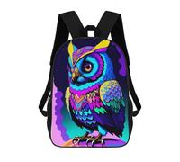 sinyumoney Colorful Neon Owl Artwork Mochila Infantil, Mochila Escolar Para Niños, Mochila Escolar Infantil Con Estampado 3D De Dibujos Animados, Mochila De Gran Capacidad Para Niños Y Niñas 17inch
