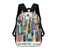 sinyumoney Colorful New York City Jazz Night Mochila Escolar Para Ordenador, Para El Colegio/trabajo/viajes Para Niñas, Niños Y Adolescentes 17inch