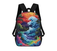 sinyumoney Colorful Ocean Waves Painting Mochila Escolar Para El Trabajo, Negocios, Universidad, Escuela Para Hombres/mujeres 17inch