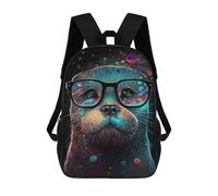 sinyumoney Colorful Otter Glasses Art Print-1 Mochila Escolar Infantil De 17 Pulgadas, Impresa En 3D, Estilo Casual, Para Niños, Ideal Para Viajes, Como Mochila Escolar O Para Llevar Libros.