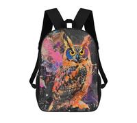 sinyumoney Colorful Owl Graffiti Art Print Mochila Infantil De 17 Pulgadas, Mochila Escolar Con Estampado 3D De Dibujos Animados Para Niños Y Adolescentes.