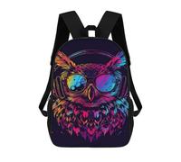 sinyumoney Colorful Owl Headphones Art Print-4 Mochila Infantil De 17 Pulgadas, Mochila Escolar Con Estampado 3D De Dibujos Animados Para Niños Y Adolescentes.