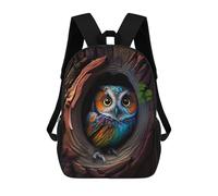 sinyumoney Colorful Owl in Tree Hollow Mochila Escolar Para Niños, Mochila Escolar De Gran Capacidad Para Niños, Mochila Escolar 3D, Regalos Para Niños 17inch