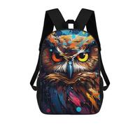 sinyumoney Colorful Owl Portrait -2 Mochila De Peluche Con Dibujos Animados, Mochila 3D Para Niños, Bolsa Escolar, Idea De Regalo De Cumpleaños Para Niños Y Niñas 17inch