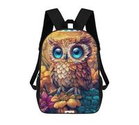 sinyumoney Colorful Owl with Blue Eyes Mochila Infantil De 17 Pulgadas, Mochila Escolar Con Estampado 3D De Dibujos Animados Para Niños Y Adolescentes.