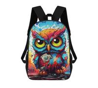 sinyumoney Colorful Owl with Camera Illustration Mochila Escolar De 17 Pulgadas Para Adolescentes, Con Estampado 3D, Ajustable Y Con Bolsillos, Ideal Para Niños, Niñas Y Estudiantes.