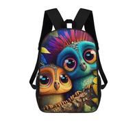 sinyumoney Colorful Owls in Fantasy Forest Mochila Escolar Impresa En 3D Para Niños, Mochila Escolar Informal De Moda Para Viajes Para Niños Y Estudiantes 17inch