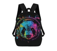 sinyumoney Colorful Panda Headphones Art Print 17inch Mochilas Escolares Impresas En 3D, Mochilas Escolares De Moda Para Niños De Primaria Y Secundaria