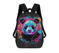 sinyumoney Colorful Panda with Headphones Mochila Escolar Ligera Para Aeropuerto, Estudiantes Universitarios, Mochila Para Niños/niñas/adolescentes 17inch