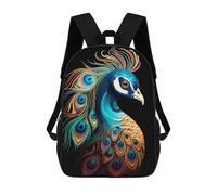 sinyumoney Colorful Peacock Art Mochila Escolar Para Niños De 17 Pulgadas, Mochila Informal De Viaje Para Niños Y Niñas, Mochila De Gran Capacidad Para El Día A Día 17inch